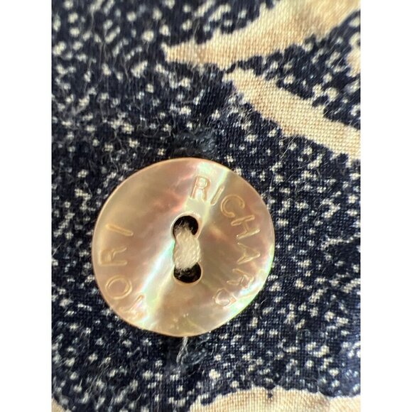 Vintage 90s Tori Richards Mens Size L Navy Hawaiian Shirt MOP Logo Buttons Surf - Picture 4 of 9